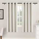 H.VERSAILTEX Grommet Natural Linen Textured Kitchen Curtains 45 inch Length, Thick Faux Linen Room Darkening Window Treatment Set for Farmhouse/Bedroom 52W x 45L,2 Panels,Heather Aqua