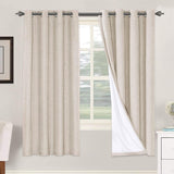 Linen Blackout Thermal Insulated  White Liner Grommet Top Curtains