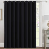 Blackout Thermal Insulated Extra Long Grommet Top Solid Color Curtains, One Panel