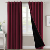 H.VERSAILTEX 100% Blackout Curtains for Bedroom with Black Liner Full Room Darkening Back Tab Rod Pocket 2 Panels