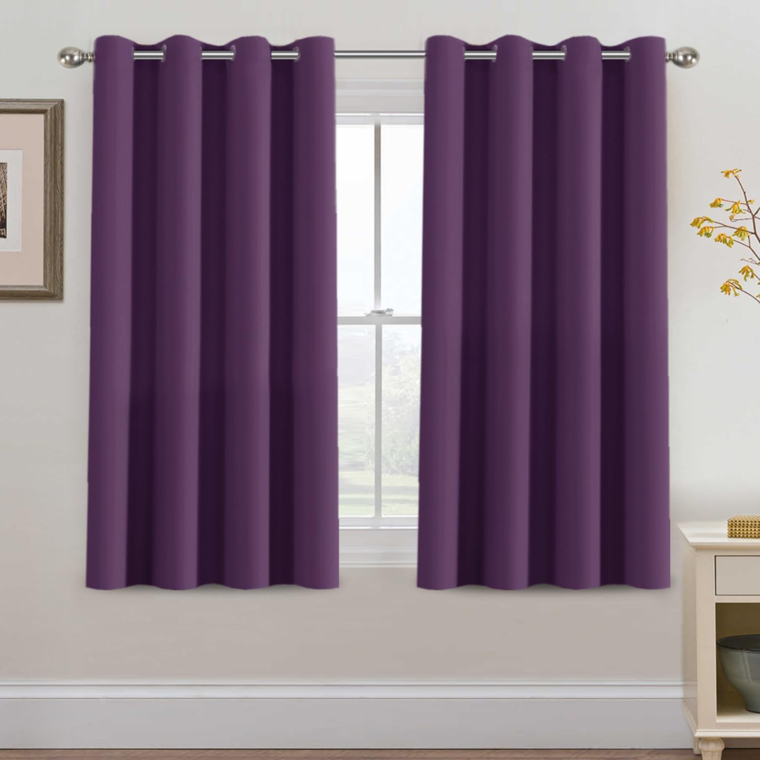 100% Blackout Thermal Insulated Grommet Solid Color Curtains
