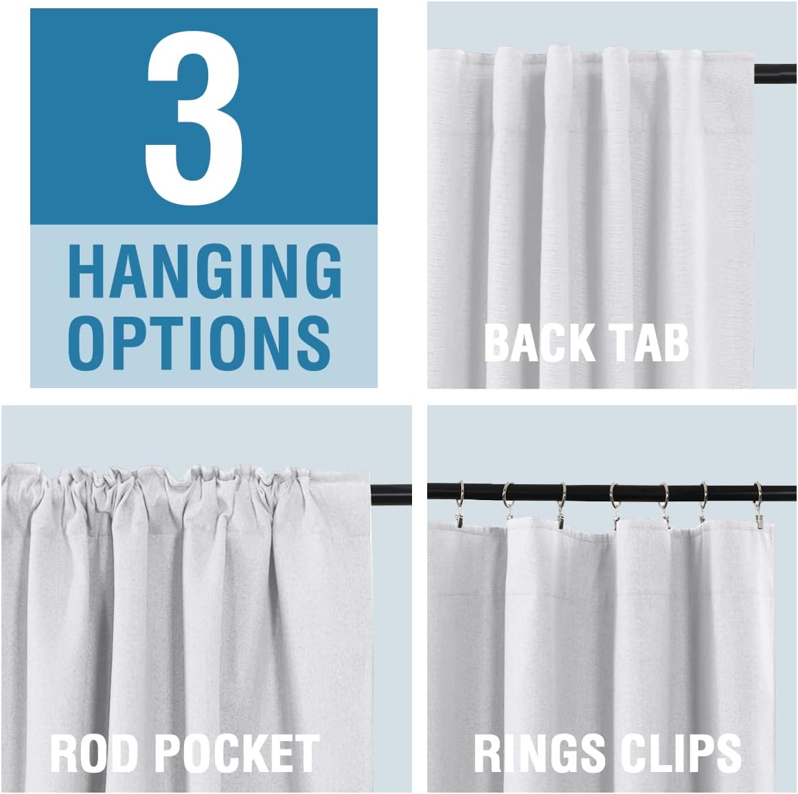 H.VERSAILTEX 100% Blackout Linen Look Curtains for Bedroom Double Face Linen Back Tab Loop Pocket Textured Burlap 2 Panels