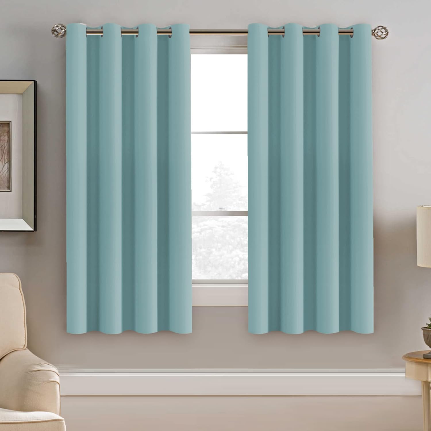 100% Blackout Thermal Insulated Grommet Solid Color Curtains