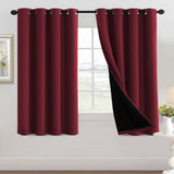 100% Blackout Black Liners Grommet Solid Color Curtains