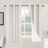 Linen Blackout Thermal Insulated  White Liner Grommet Top Curtains