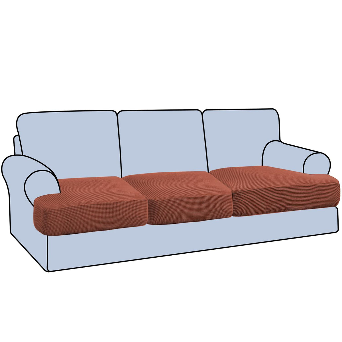 H.VERSAILTEX Stretch 2 Piece T Cushion Sofa Slipcovers Individually Sofa Cushion Covers for 2 Cushion Couch Sofa Seat Cushion Covers with Elastic Bands Featuring Thicker Jacquard Fabric, Dusty Blue