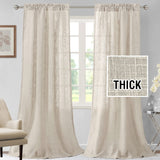 H.VERSAILTEX Linen Blended Curtains 84 Inches Long for Living Room and Bedroom - Light Filtering Rod Pocket, Burlap Textured, 2 Panel Sets, Stone Blue