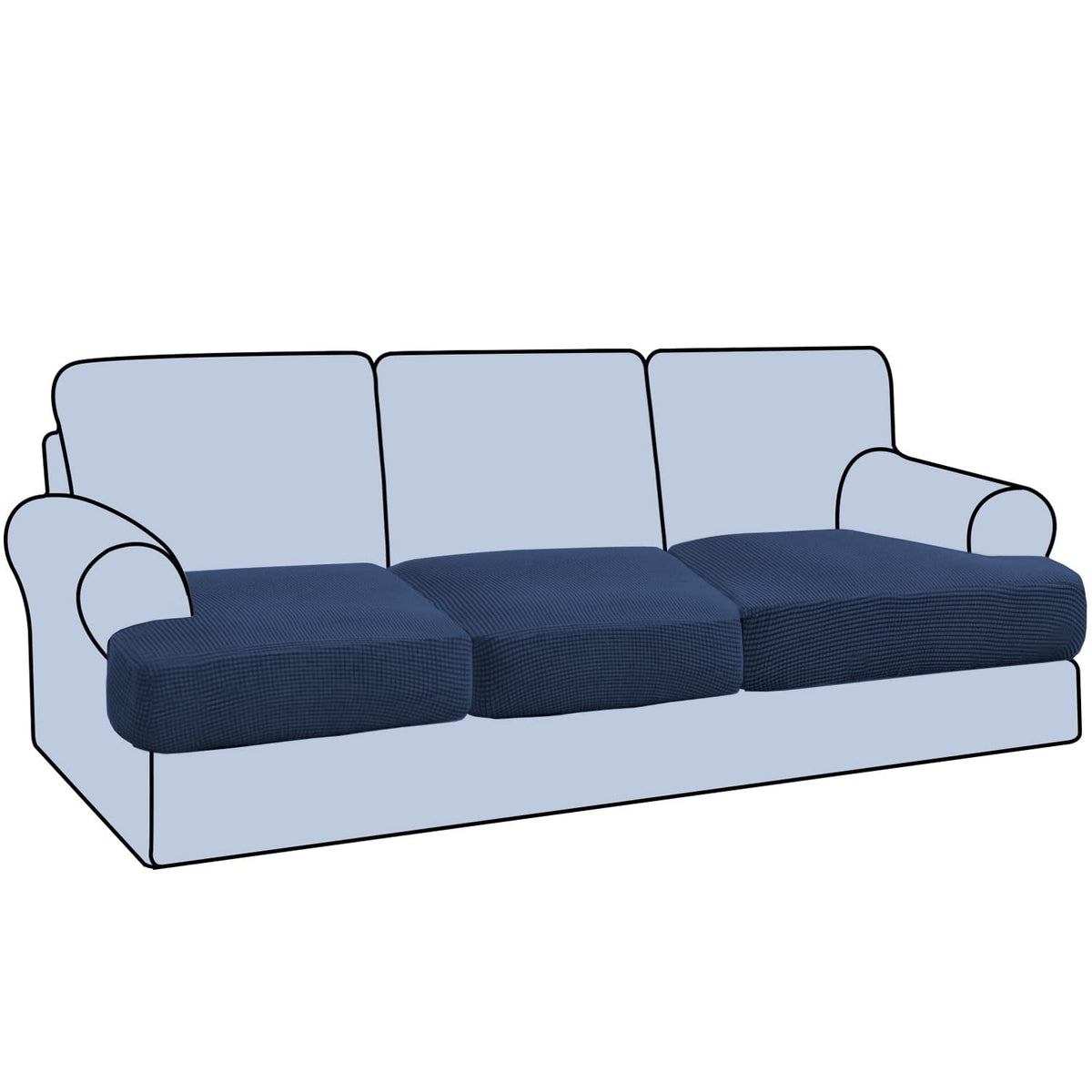 H.VERSAILTEX Stretch 2 Piece T Cushion Sofa Slipcovers Individually Sofa Cushion Covers for 2 Cushion Couch Sofa Seat Cushion Covers with Elastic Bands Featuring Thicker Jacquard Fabric, Dusty Blue