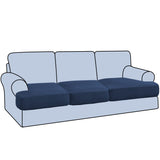 H.VERSAILTEX Stretch 2 Piece T Cushion Sofa Slipcovers Individually Sofa Cushion Covers for 2 Cushion Couch Sofa Seat Cushion Covers with Elastic Bands Featuring Thicker Jacquard Fabric, Dusty Blue