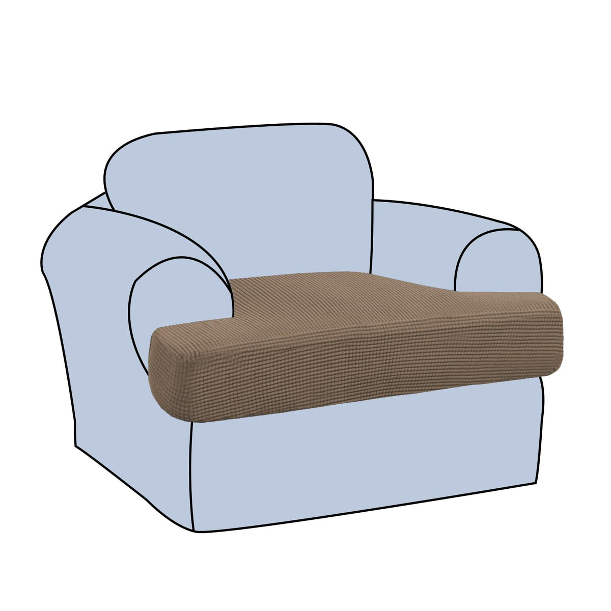 H.VERSAILTEX Stretch 2 Piece T Cushion Sofa Slipcovers Individually Sofa Cushion Covers for 2 Cushion Couch Sofa Seat Cushion Covers with Elastic Bands Featuring Thicker Jacquard Fabric, Dusty Blue