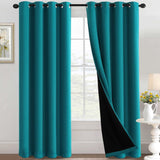100% Blackout Black Liners Grommet Solid Color Curtains