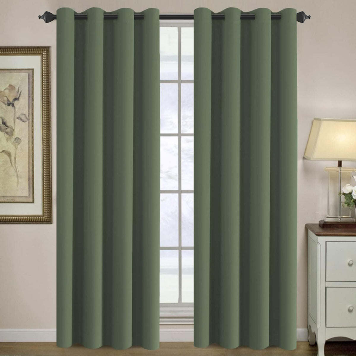 Blackout Thermal Insulated Winow Treatment Extra Long Grommet Top Curtains