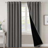 H.VERSAILTEX 100% Blackout Curtains for Bedroom with Black Liner Full Room Darkening Back Tab Rod Pocket 2 Panels