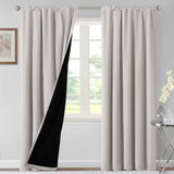 H.VERSAILTEX 100% Blackout Short Curtains for Bedroom Kitchen Privacy Energy Saving Curtain Tiers Set of 2