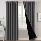 H.VERSAILTEX 100% Blackout Curtains for Bedroom with Black Liner Full Room Darkening Back Tab Rod Pocket 2 Panels