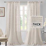 H.VERSAILTEX Linen Blended Curtains 84 Inches Long for Living Room and Bedroom - Light Filtering Rod Pocket, Burlap Textured, 2 Panel Sets, Stone Blue