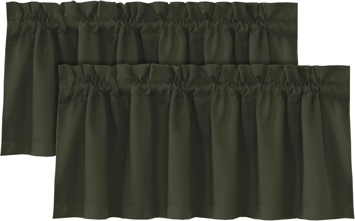 H.VERSAILTEX 100% Blackout Valances for Windows Kitchen Window Rod Pocket Privacy Decorative Curtains 2 Pack