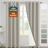 H.VERSAILTEX Linen 100% Blackout Drapes Full Coverage Heat Blocking Curtains for Bedroom