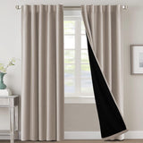 H.VERSAILTEX 100% Blackout Curtains for Bedroom with Black Liner Full Room Darkening Back Tab Rod Pocket 2 Panels