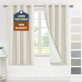 H.VERSAILTEX Linen 100% Blackout Drapes Full Coverage Heat Blocking Curtains for Bedroom