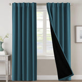 H.VERSAILTEX 100% Blackout Curtains for Bedroom with Black Liner Full Room Darkening Back Tab Rod Pocket 2 Panels