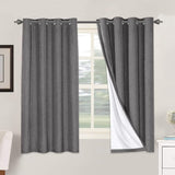 Linen Blackout Thermal Insulated  White Liner Grommet Top Curtains