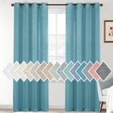 H.VERSAILTEX Linen Sheer Curtains 84 Inch Length Semi Sheer Curtains for Living Room Light Filtering Curtains, 2 Panels (52" W x 84" L, Sea Mist)