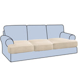H.VERSAILTEX Stretch 2 Piece T Cushion Sofa Slipcovers Individually Sofa Cushion Covers for 2 Cushion Couch Sofa Seat Cushion Covers with Elastic Bands Featuring Thicker Jacquard Fabric, Dusty Blue