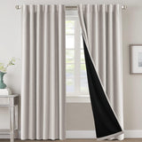 H.VERSAILTEX 100% Blackout Curtains for Bedroom with Black Liner Full Room Darkening Back Tab Rod Pocket 2 Panels