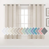 H.VERSAILTEX Linen Sheer Curtains 84 Inch Length Semi Sheer Curtains for Living Room Light Filtering Curtains, 2 Panels (52" W x 84" L, Sea Mist)