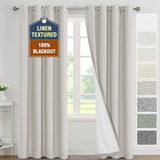 H.VERSAILTEX Linen 100% Blackout Drapes Full Coverage Heat Blocking Curtains for Bedroom