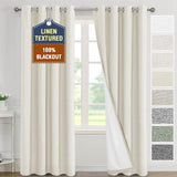H.VERSAILTEX Linen 100% Blackout Drapes Full Coverage Heat Blocking Curtains for Bedroom