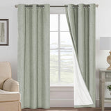 Linen Blackout Thermal Insulated  White Liner Grommet Top Curtains