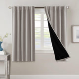 H.VERSAILTEX 100% Blackout Curtains for Bedroom with Black Liner Full Room Darkening Back Tab Rod Pocket 2 Panels