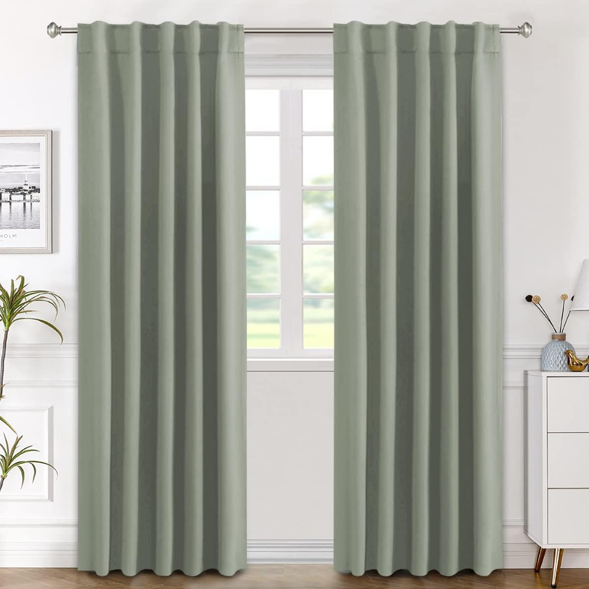Blackout Thermal Insulated Back Tab/Rod Pocket Solid Color Curtains