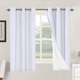 Linen Blackout Thermal Insulated  White Liner Grommet Top Curtains