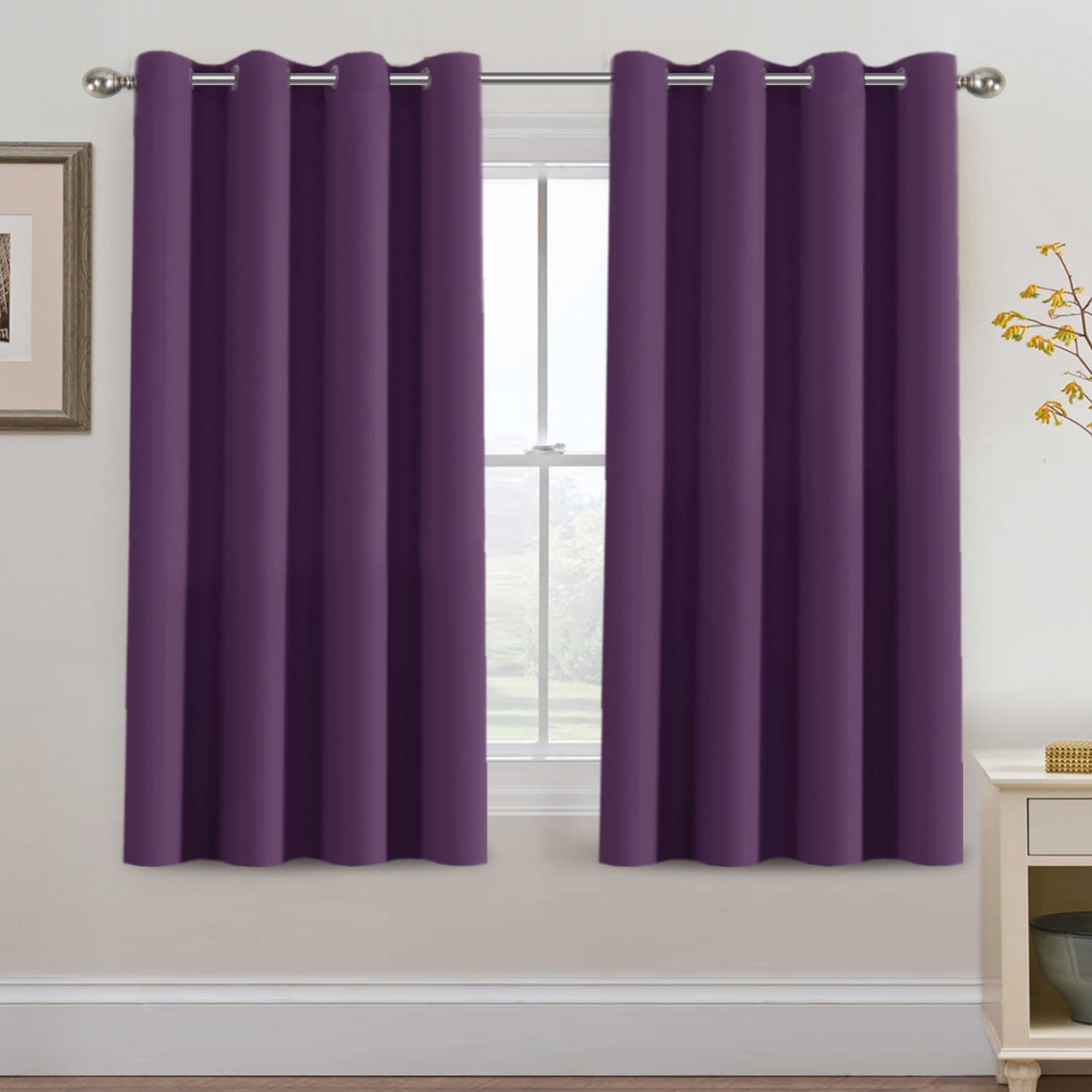 100% Blackout Thermal Insulated Grommet Solid Color Curtains