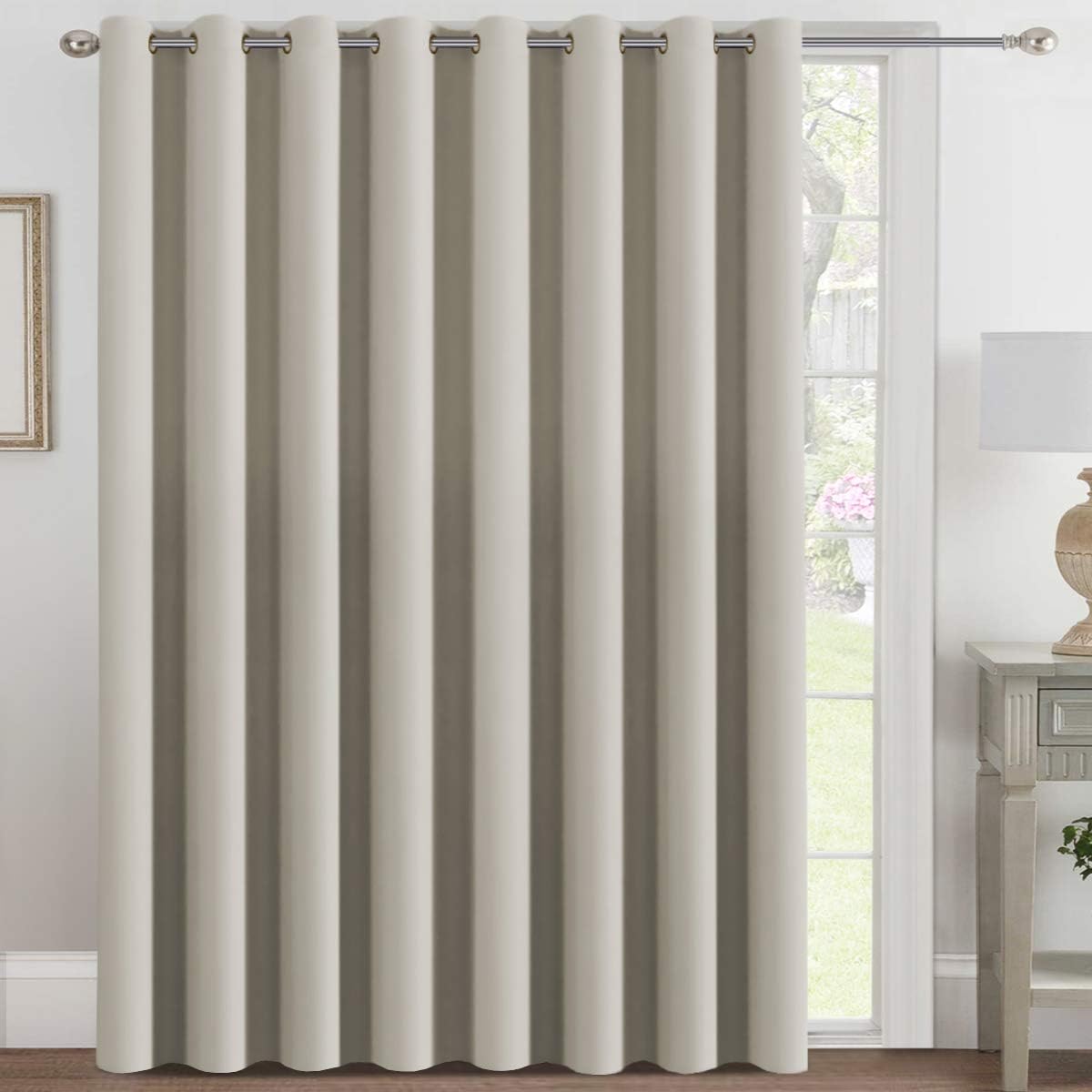 Blackout Thermal Insulated Extra Long Grommet Top Solid Color Curtains, One Panel