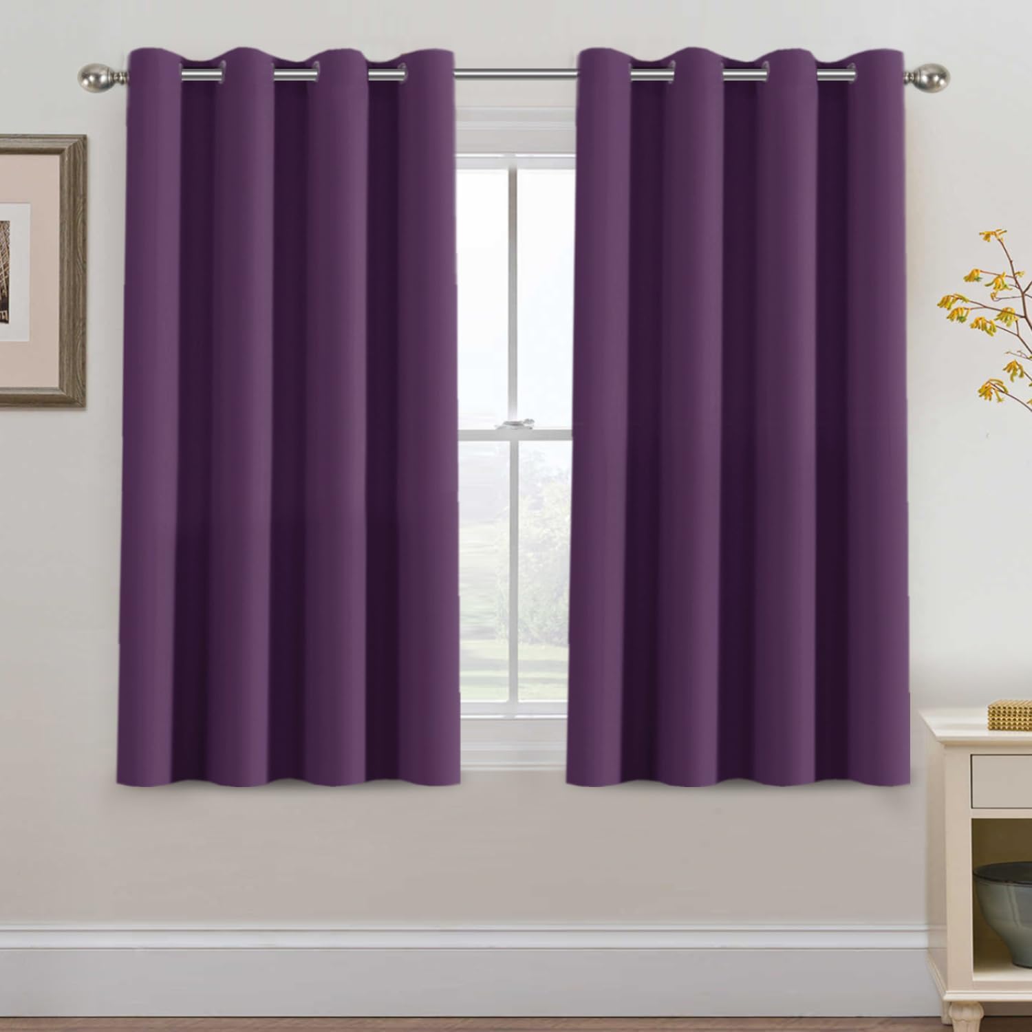 100% Blackout Thermal Insulated Grommet Solid Color Curtains