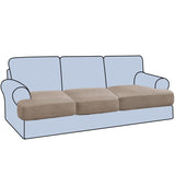 H.VERSAILTEX Stretch 2 Piece T Cushion Sofa Slipcovers Individually Sofa Cushion Covers for 2 Cushion Couch Sofa Seat Cushion Covers with Elastic Bands Featuring Thicker Jacquard Fabric, Dusty Blue