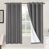 Linen Blackout Thermal Insulated  White Liner Grommet Top Curtains