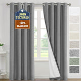 H.VERSAILTEX Linen 100% Blackout Drapes Full Coverage Heat Blocking Curtains for Bedroom