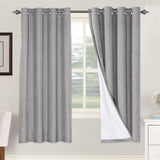 Linen Blackout Thermal Insulated  White Liner Grommet Top Curtains