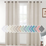 H.VERSAILTEX Linen Sheer Curtains 84 Inch Length Semi Sheer Curtains for Living Room Light Filtering Curtains, 2 Panels (52" W x 84" L, Sea Mist)