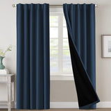 H.VERSAILTEX 100% Blackout Curtains for Bedroom with Black Liner Full Room Darkening Back Tab Rod Pocket 2 Panels