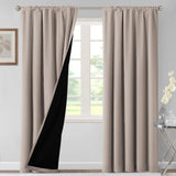 H.VERSAILTEX 100% Blackout Short Curtains for Bedroom Kitchen Privacy Energy Saving Curtain Tiers Set of 2