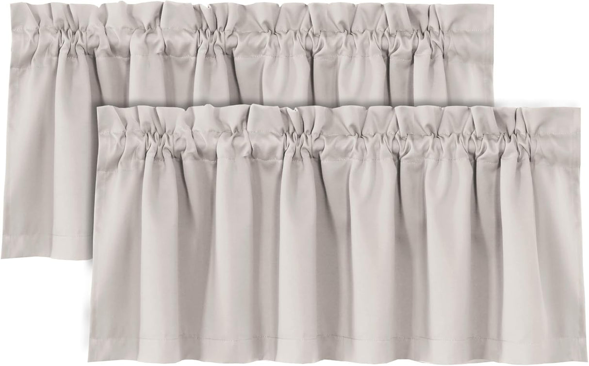 H.VERSAILTEX 100% Blackout Valances for Windows Kitchen Window Rod Pocket Privacy Decorative Curtains 2 Pack
