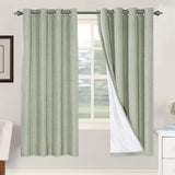 Linen Blackout Thermal Insulated  White Liner Grommet Top Curtains