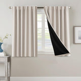 H.VERSAILTEX 100% Blackout Curtains for Bedroom with Black Liner Full Room Darkening Back Tab Rod Pocket 2 Panels