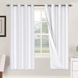 Linen Blackout Thermal Insulated  White Liner Grommet Top Curtains